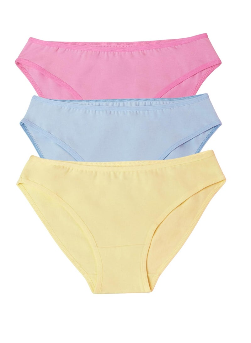 COLORS Pack of 3 Printed Cotton Plain Bikini Panties Underwear for Women  - Image 1
