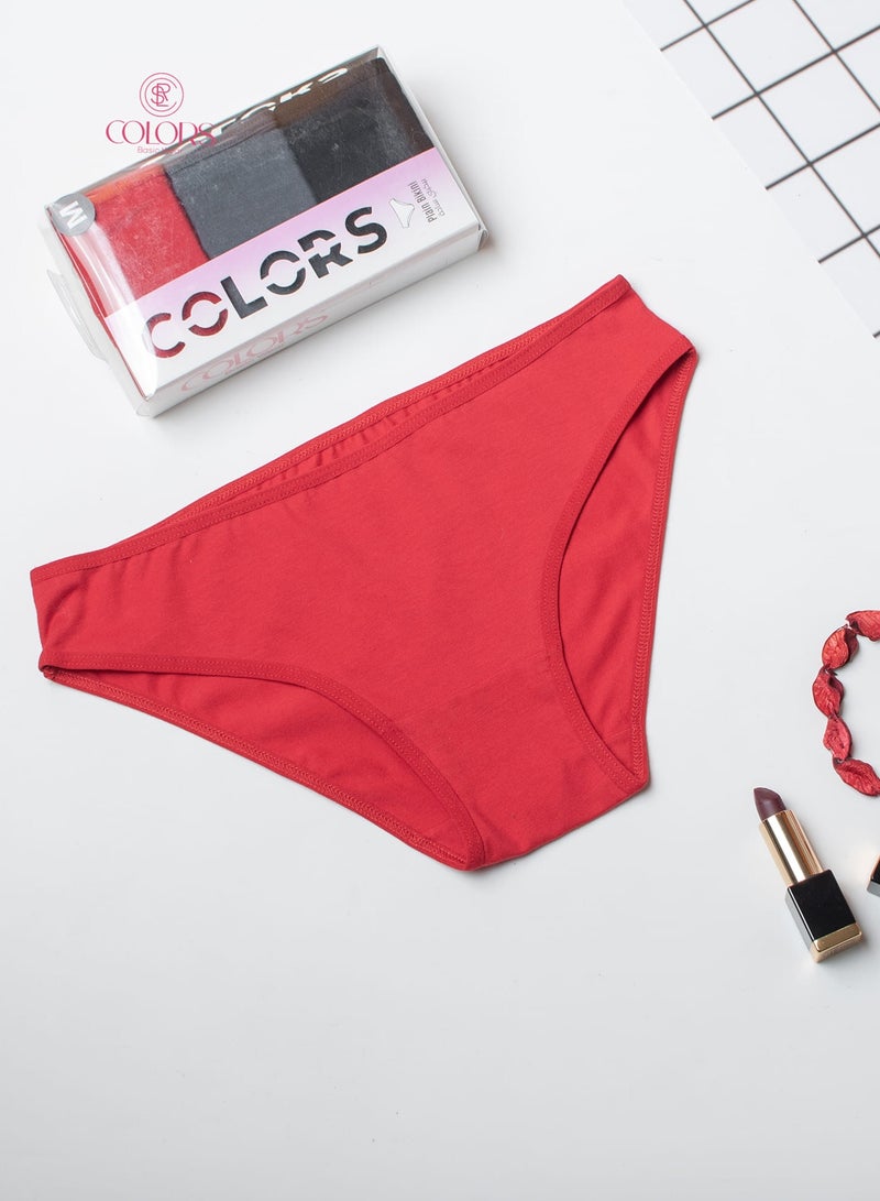 COLORS Pack of 3 Printed Cotton Plain Bikini Panties Underwear for Women  - Image 5