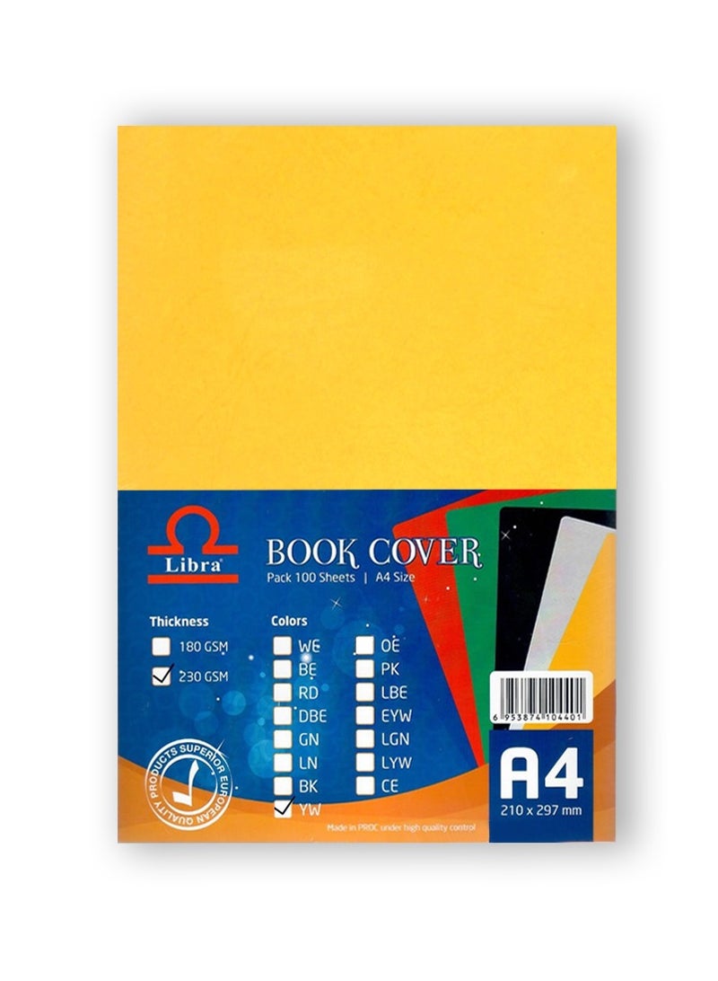 Libra Book coverEmbossed Leather Board A4 230gsm Yellow 100 Sheets - Image 1