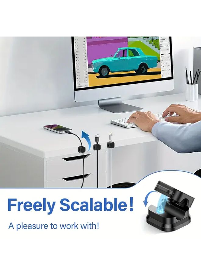 8pcs White Self Adhesive Cable Organizer For Chargers And Data Cables Residue Free Desktop Cable Management System - Image 4