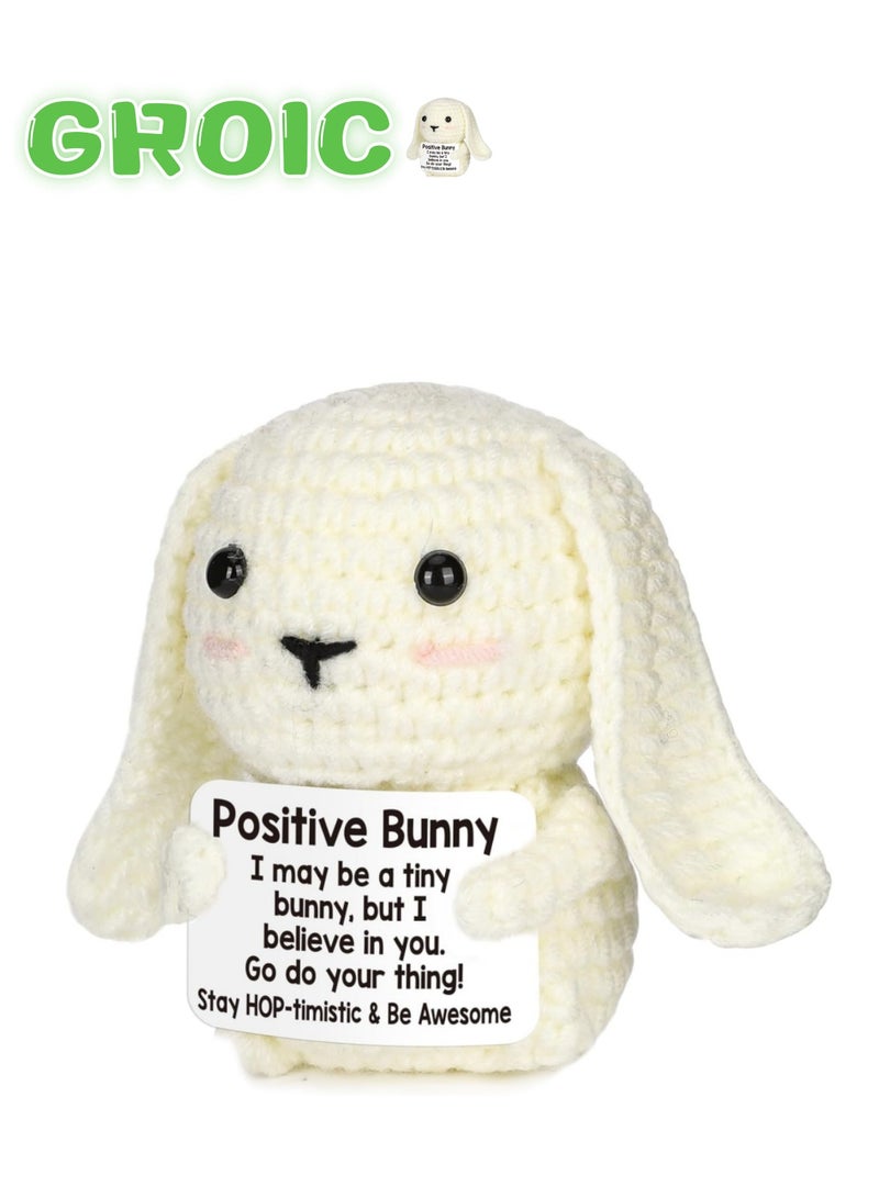 GROIC Mini Inspirational Crochet Bunny—Positive Animal Plush Toy, Uplifting and Fun Decor, Great for Mother's Day, Birthday, Graduation, Cheer Up Gift for Daughter, Son, Niece, Nephew, Siblings - Image 1