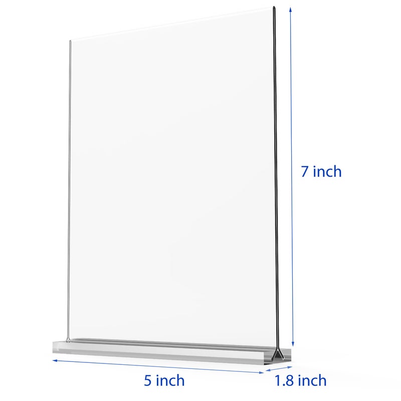 newnewshow 5â€œx7â€ Acrylic Sign Holder 6 Pack Vertical T Shape Double-Sided Desktop Display Holder - Image 2