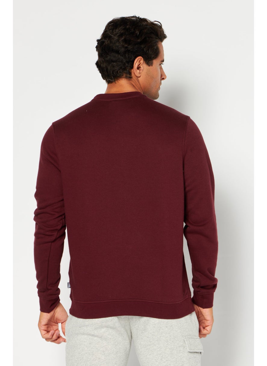 DKNY Sport Men Sportswear Fit Long Sleeve Training Sweatshirt, Burgundy  - Image 4