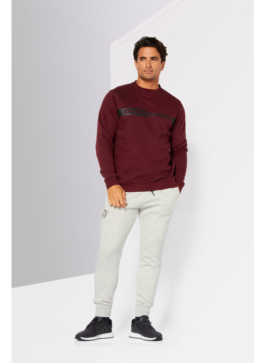 DKNY Sport Men Sportswear Fit Long Sleeve Training Sweatshirt, Burgundy  - Image 2