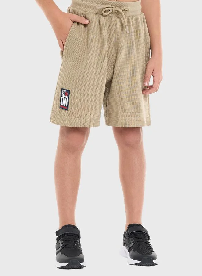 victor and jane Victor And Jane Boys Khaki Textured Oversized T-Shirt and Shorts Set