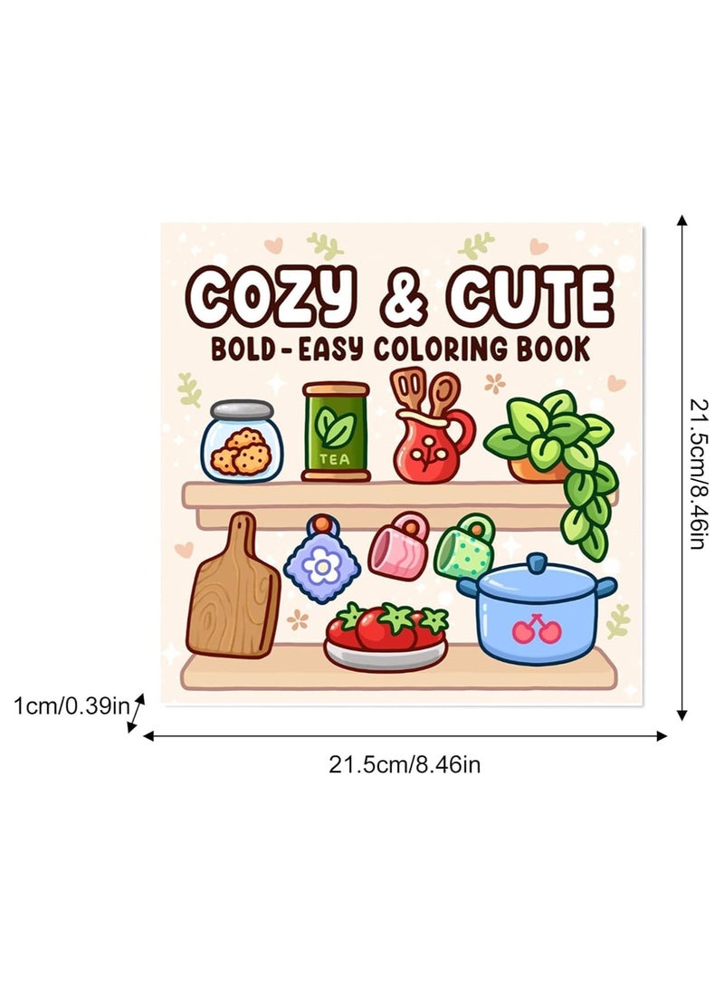 CUDDLE CUTIES: Coloring Book for Adults and Kids, Bold and Easy, Simple and Big Designs for Relaxation (Cozy Scenes Coloring Book) - Image 4