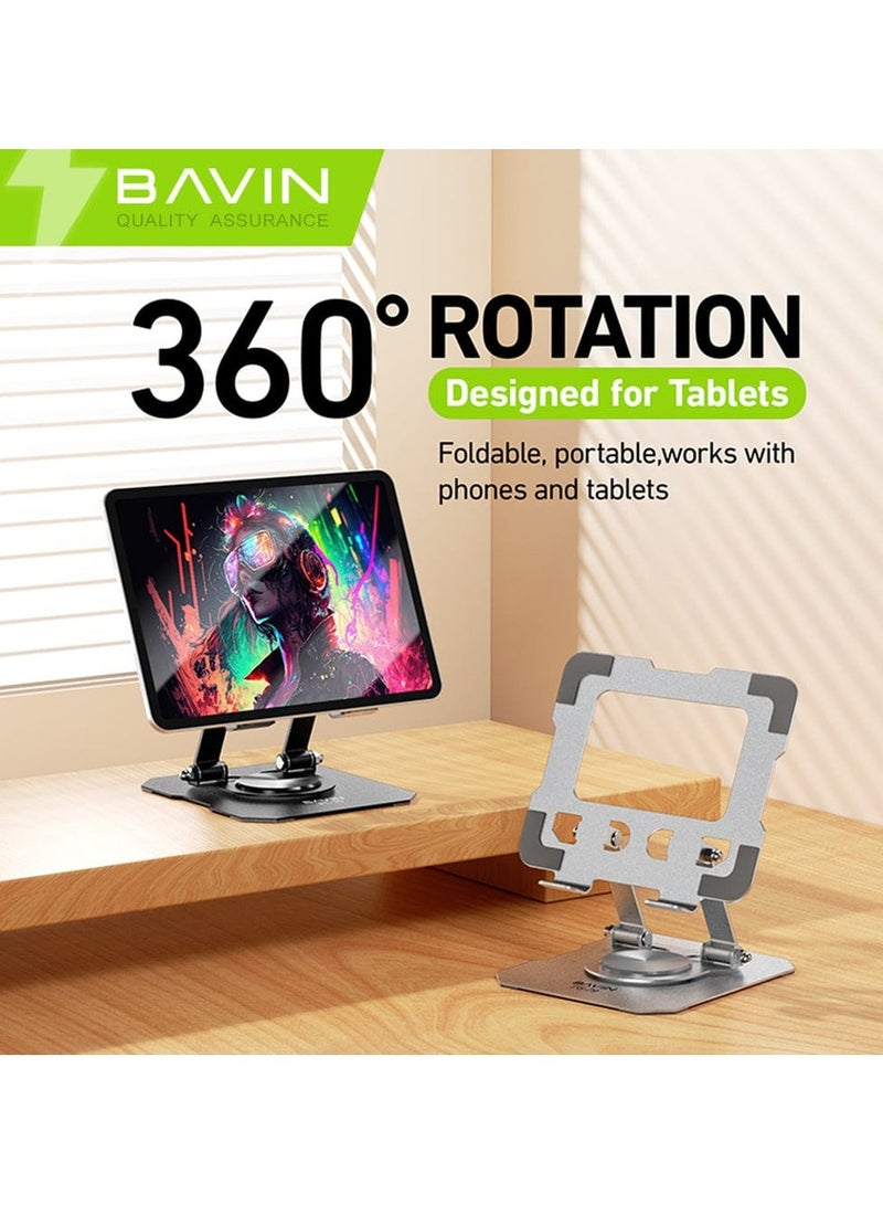 Bavin PS-79 Foldable Adjustable Metal Stand Stable w/ 360° Rotating Holder Premium Material for Phones & Tablets - Image 2