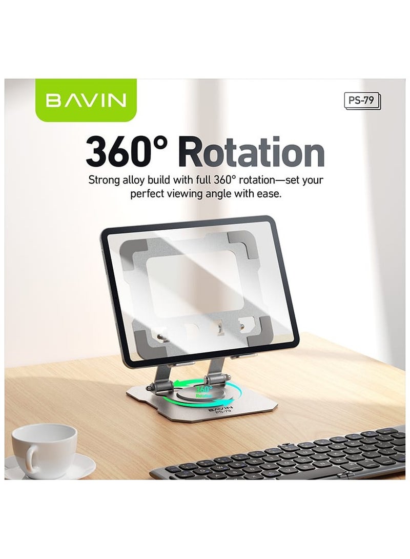 Bavin PS-79 Foldable Adjustable Metal Stand Stable w/ 360° Rotating Holder Premium Material for Phones & Tablets - Image 4