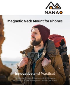 NANAO Magnetic Neck Phone Holder, Cell Phone Holder Around Neck POV/Vlog Selfie Mount Hand Free Phones Neck Holder Video Recording Chest Stand for iPhone 15 14 13 12 Pro Max Plus Mini Series Android Phones (Grey)  - Image 3