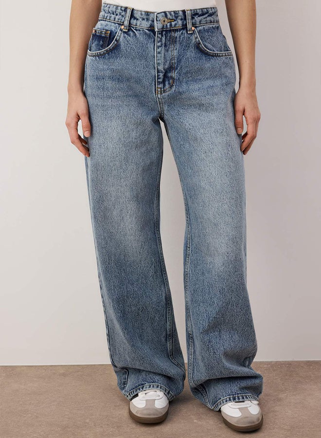 trendyol Blue*001 High Waist Wide Leg Jeans - Image 3