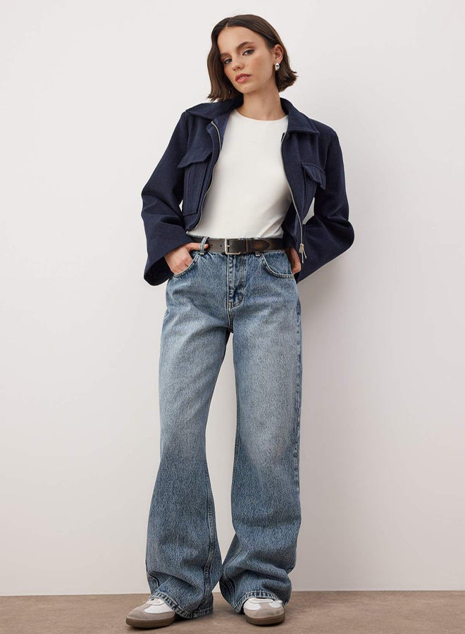 trendyol Blue*001 High Waist Wide Leg Jeans - Image 1
