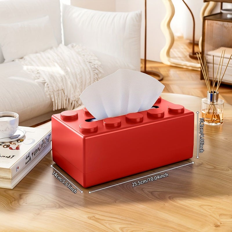 Large Creative Building Block Tissue Box 10.04 Inch Yellow Wall Mounted - Image 2