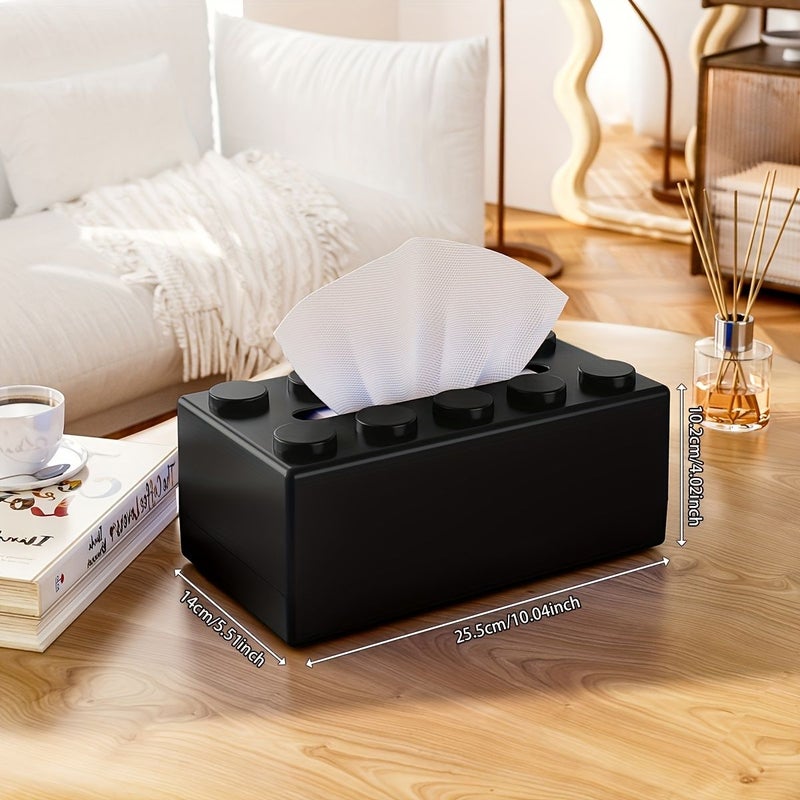 Large Creative Building Block Tissue Box 10.04 Inch Yellow Wall Mounted - Image 1
