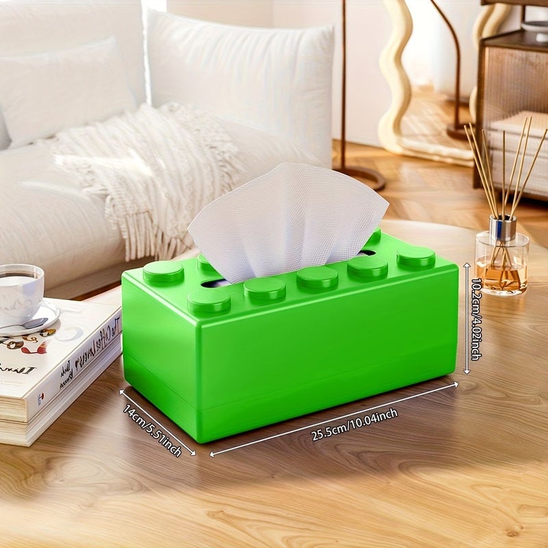 Large Creative Building Block Tissue Box 10.04 Inch Yellow Wall Mounted - Image 4