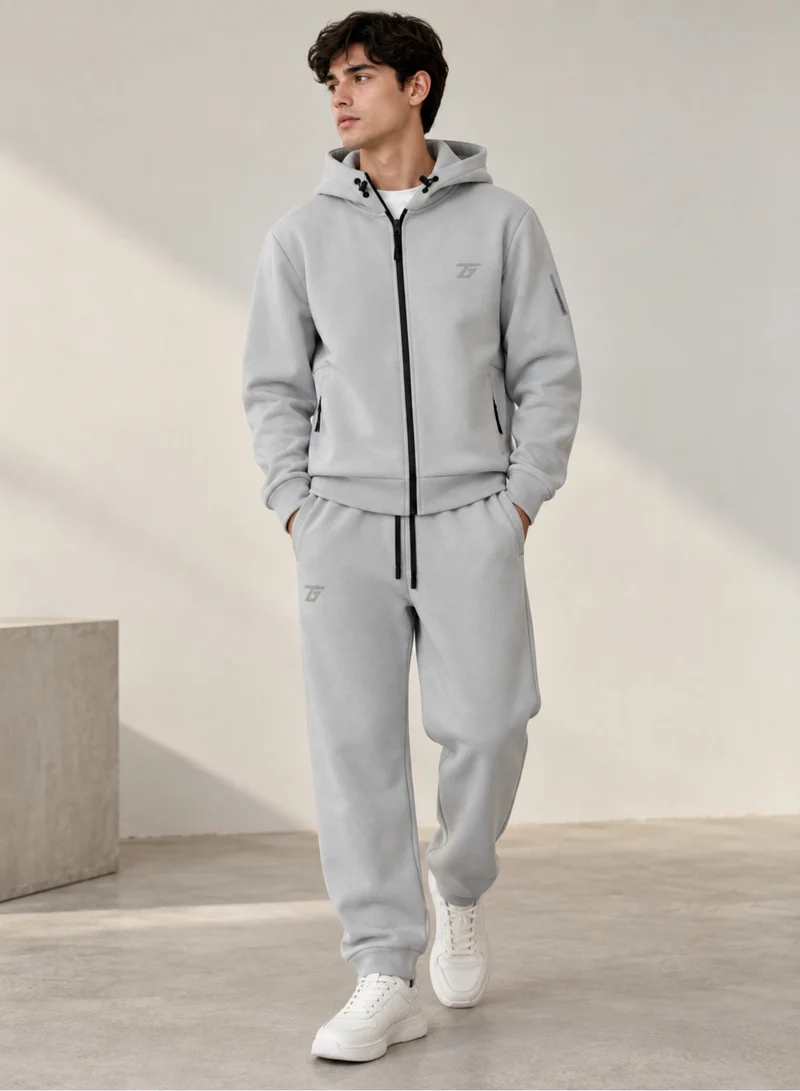 تي جي تي Men's 2 Piece Full Zip Fleece Tracksuit Set