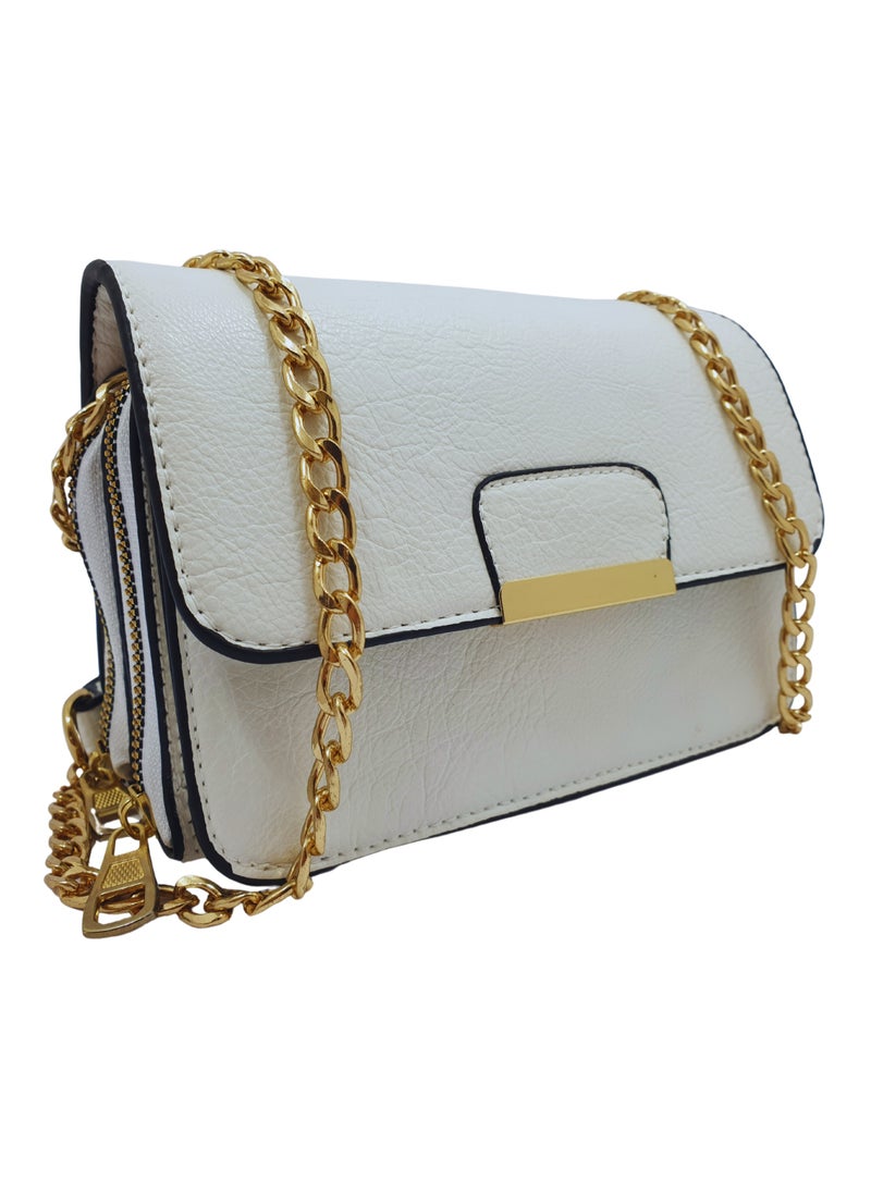TO FASHION TO 3002 LEATHER WOMEN, GIRLS CROSS BODY BAG, SHOULDER BAG, WITH ATTATCHED BELT, MODERN, UNIQUE AND ELEGANT DESIGN, DIMENSIONS 12*19*8 CM WHITE B  - Image 1