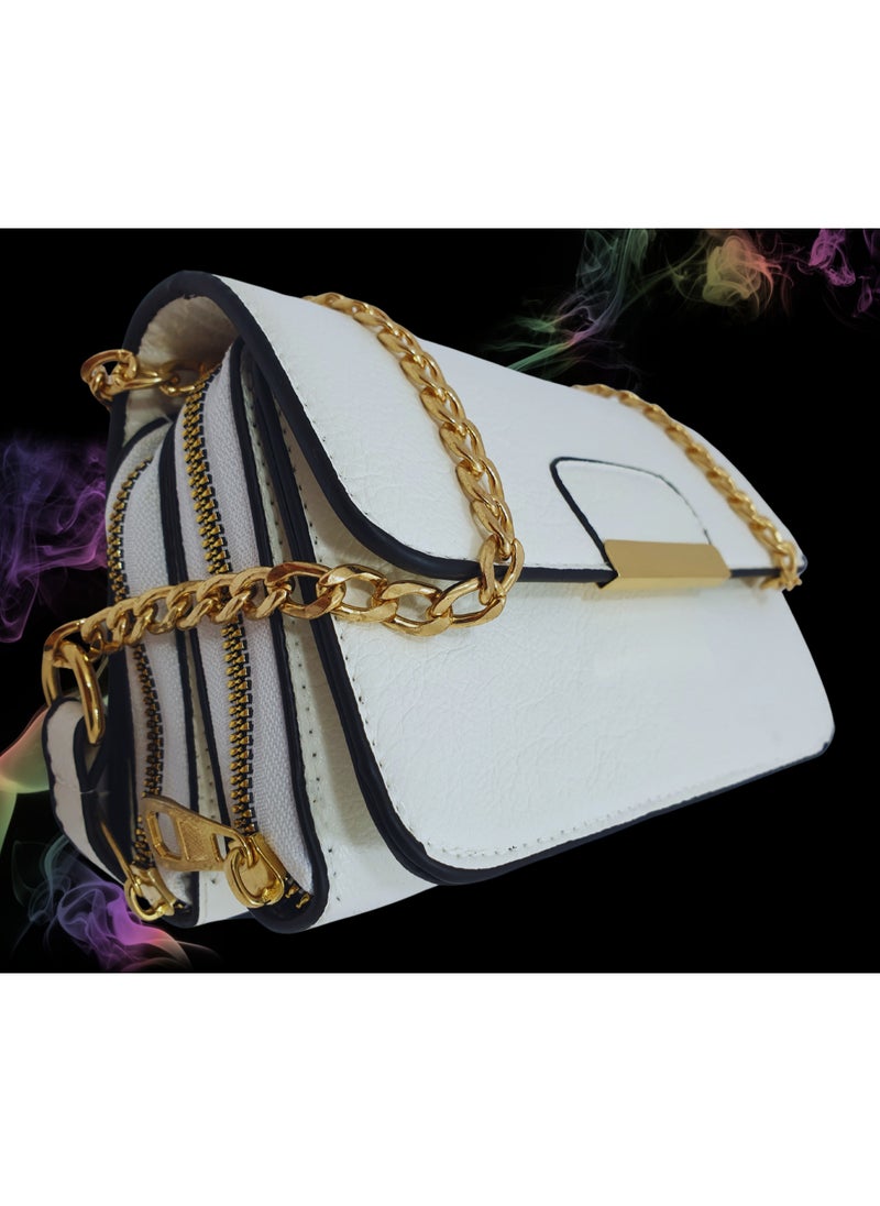 TO FASHION TO 3002 LEATHER WOMEN, GIRLS CROSS BODY BAG, SHOULDER BAG, WITH ATTATCHED BELT, MODERN, UNIQUE AND ELEGANT DESIGN, DIMENSIONS 12*19*8 CM WHITE B  - Image 4