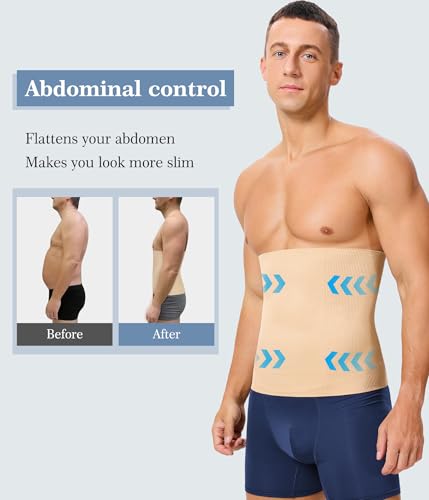 TAILONG Waist Trainer for Men Shapewear Tummy Control Body Shaper Corset Slimming Girdle Fajas para Hombres (Beige, XX-Large) - Image 3