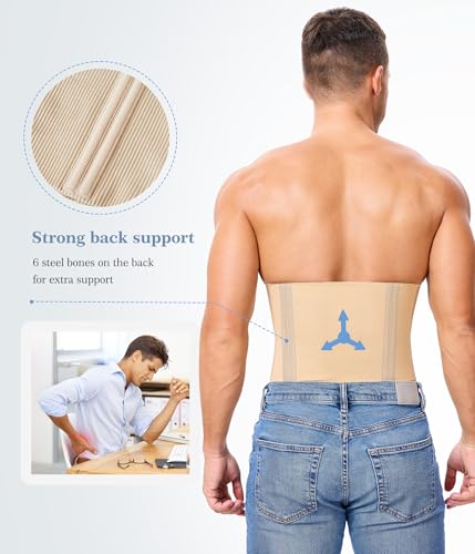 TAILONG Waist Trainer for Men Shapewear Tummy Control Body Shaper Corset Slimming Girdle Fajas para Hombres (Beige, XX-Large) - Image 2
