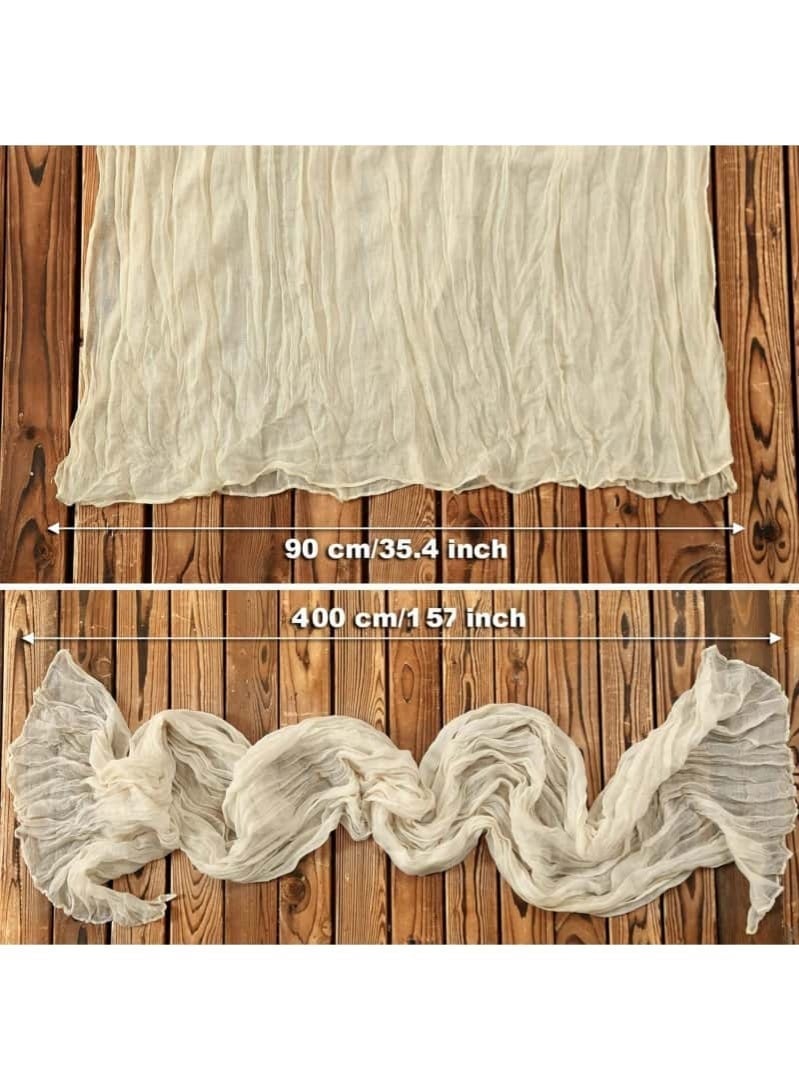 90x400CM Ivory Cheesecloth Table Runner, Boho Rustic Gauze Sheer Table Cloth, Wedding Party Table Decor - Image 4