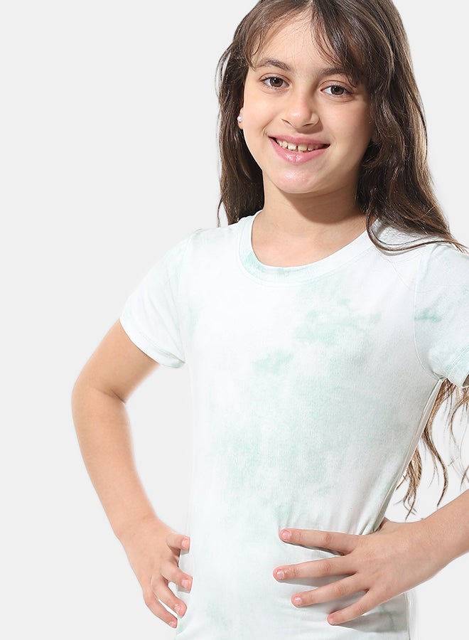 Andora Self Pattern Elastic Waist Girls Pajama_Mint Green - Image 4