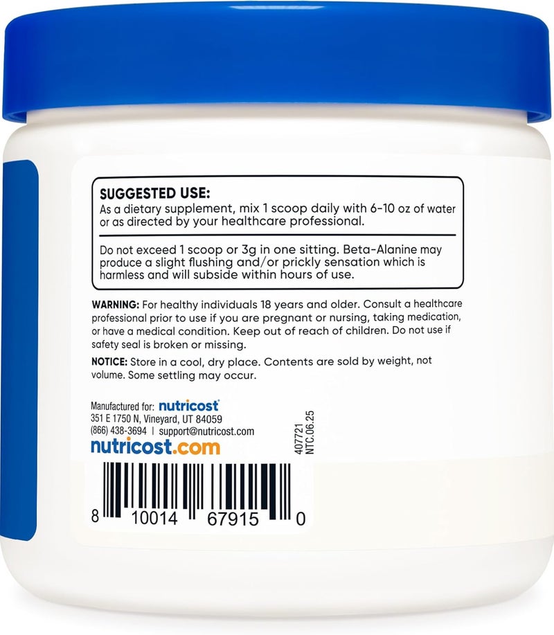 Nutricost Beta Alanine Powder 300 Grams 107oz  3 Grams Per Serving - Image 4