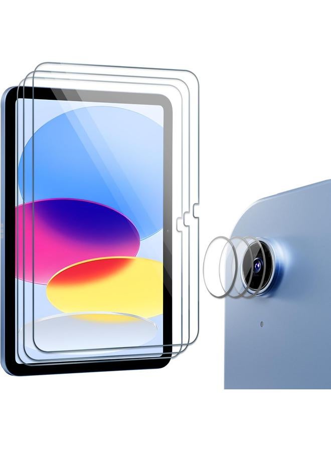 Procases 3+3 Pack Screen Protector For Ipad 10.9 10Th Generation With Camera Lens Protector Tempered Glass Film For 10.9 Inch Ipad 2022 - Image 1