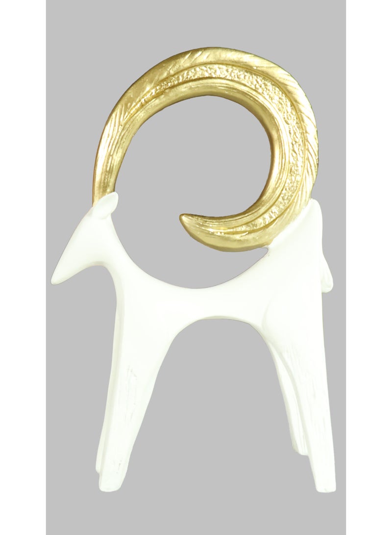 Abstract Ibex Figurine White and Gold, Decorative Sculpture for Living Room and Office - Image 4