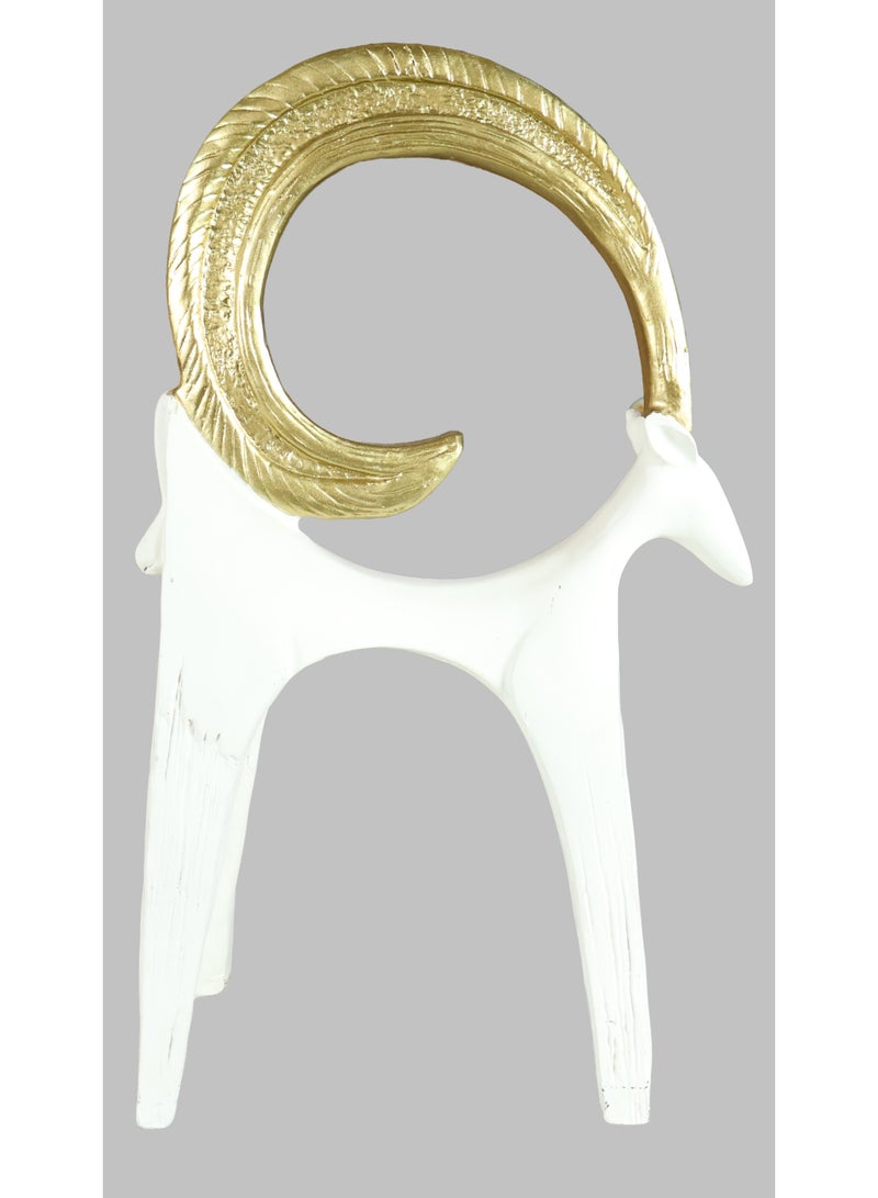 Abstract Ibex Figurine White and Gold, Decorative Sculpture for Living Room and Office - Image 5