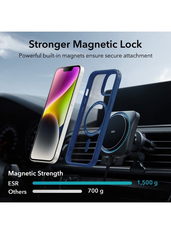 اي اس ار غطاء ESR لهاتف iPhone 13/14، متوافق مع MagSafe، مقاوم للخدش، رفيع ونحيف، حماية كلاسيكية من الصدمات بدرجة عسكرية، TPU، جراب خلفي مغناطيسي، أزرق شفاف  - Image 3