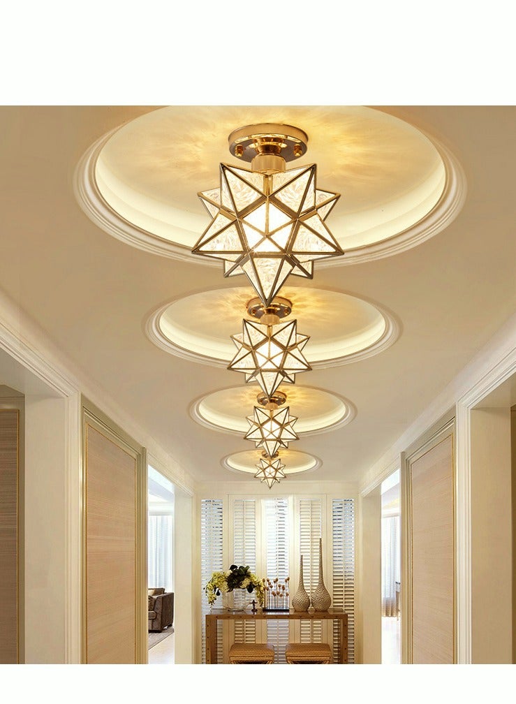 MIXDE Brass Moravian Star Light Flush Mount Celing Lights Seeded Glass Shade Boho Moroccan Ceiling Lamp for Kitchen Foyer - Image 2