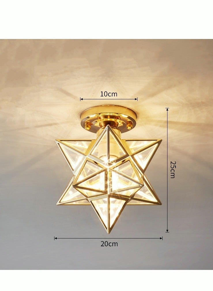 MIXDE Brass Moravian Star Light Flush Mount Celing Lights Seeded Glass Shade Boho Moroccan Ceiling Lamp for Kitchen Foyer - Image 3