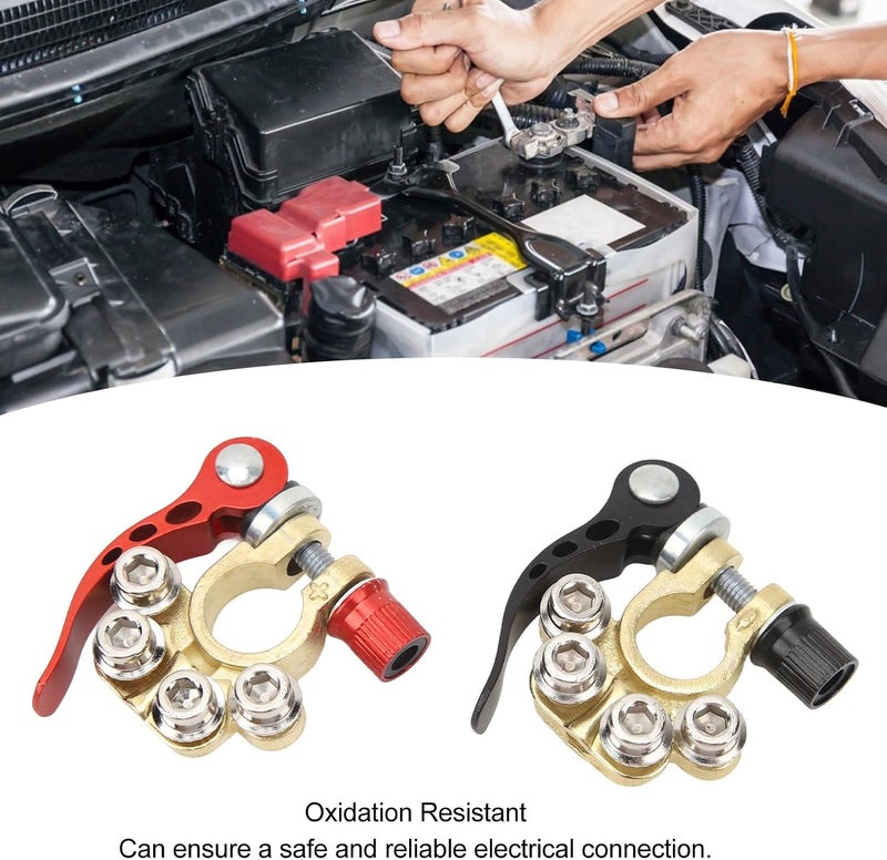 OVAQUIXI 2Pcs Car Battery Terminal Connector, Metal Quick Disconnect Clamp, Easy Installation for SAE JIS Type A Post, Ideal for Cars Boats Trailers - Image 3