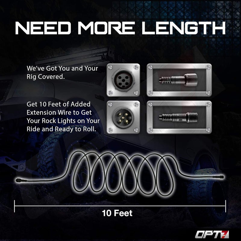 OPT7 10 Feet Extension Wires for Quantum RGBW Rock Lights - Image 2