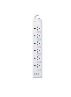 Generic SIA ENDURING GEN1 POWER STRIP 2m copper 6Ways+3usb - White  - Image 1