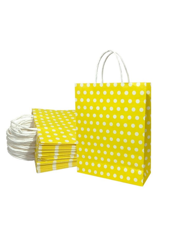 Aakriti Paper Gift Bags with Handles Polka Dot Paper Party Favor Bags for Kid’s Birthday Baby Shower Wedding Festivals Holiday Party (10 x8x3 Inch (Pack of 10), Gift Bags Polka Dot Yellow) - Image 1