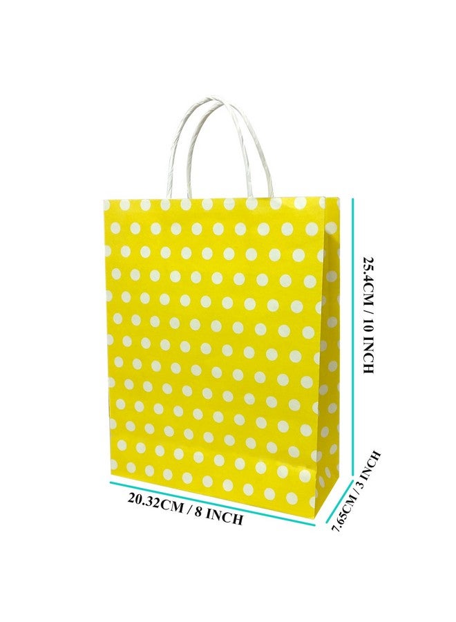 Aakriti Paper Gift Bags with Handles Polka Dot Paper Party Favor Bags for Kid’s Birthday Baby Shower Wedding Festivals Holiday Party (10 x8x3 Inch (Pack of 10), Gift Bags Polka Dot Yellow) - Image 4