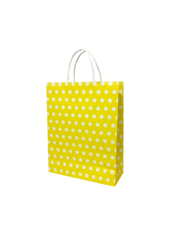 Aakriti Paper Gift Bags with Handles Polka Dot Paper Party Favor Bags for Kid’s Birthday Baby Shower Wedding Festivals Holiday Party (10 x8x3 Inch (Pack of 10), Gift Bags Polka Dot Yellow) - Image 3