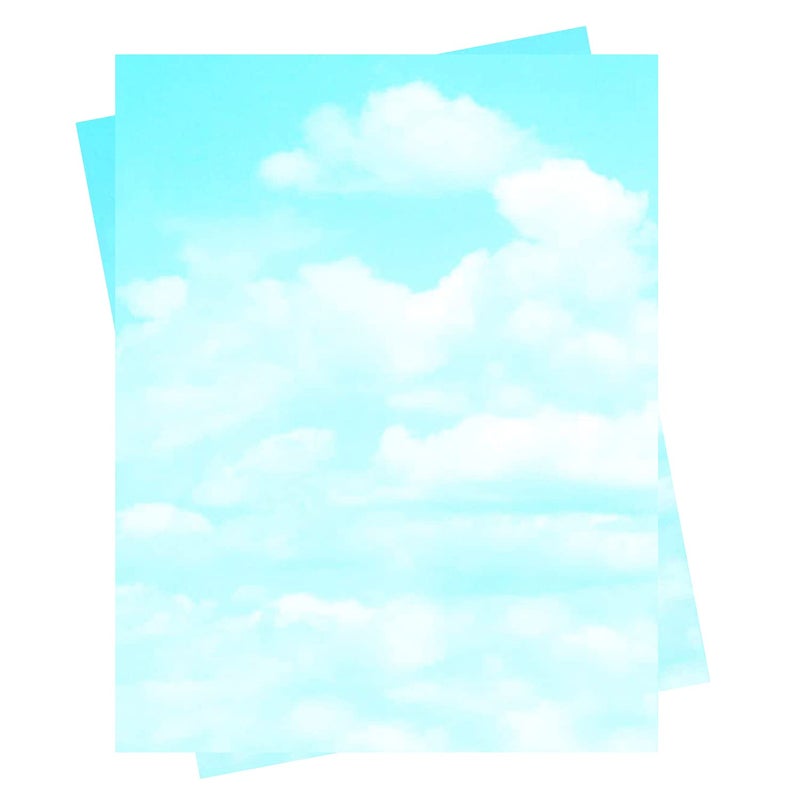 Geographics 8-1/2 x 11 Inches 24-Pound Design Paper with Clouds, Blue/White, 100 per Pack (GEO46887S)