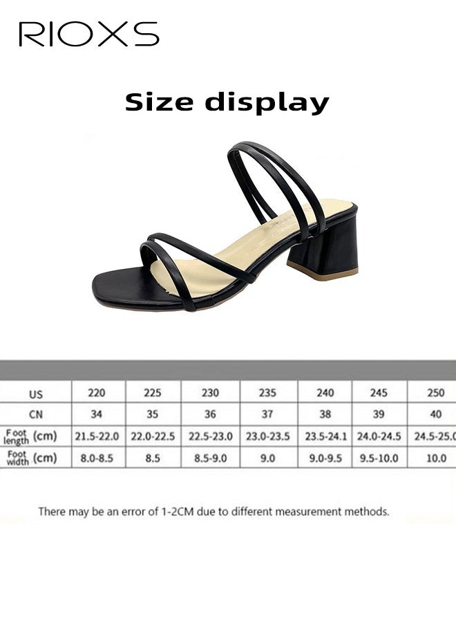 Women's Mid Heel Sandals, Square Open Toe Block Heels Sandals, Strappy Heels For Women, Chunky Ankle Buckle Pump Heeled Sandals, Ladies Summer Heels, Dress Slid Sandals Shoes, Best For Work/ Shopping/ Vacation/ Daily Wear