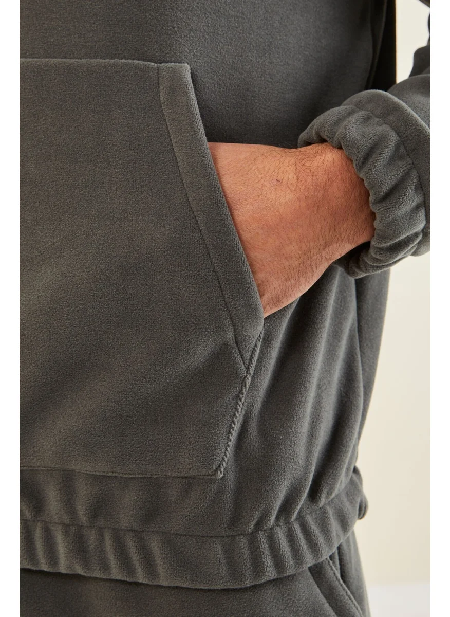 تومي لايف Çağla Men's Half Zipper Stand Collar Elastic Leg Fleece Tracksuit - 85159