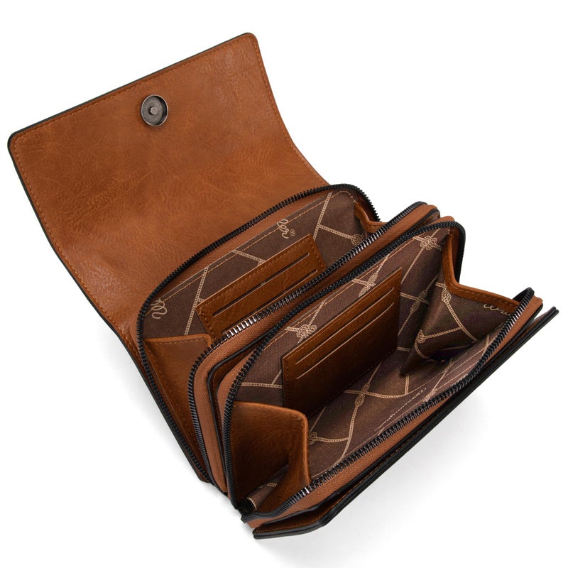 Wrangler CrossBody Purse for Women Western Small Clutch Wallet Trendy Shoulder Bag with Chain Strap Gift Brown WG149-236LBR - Image 4