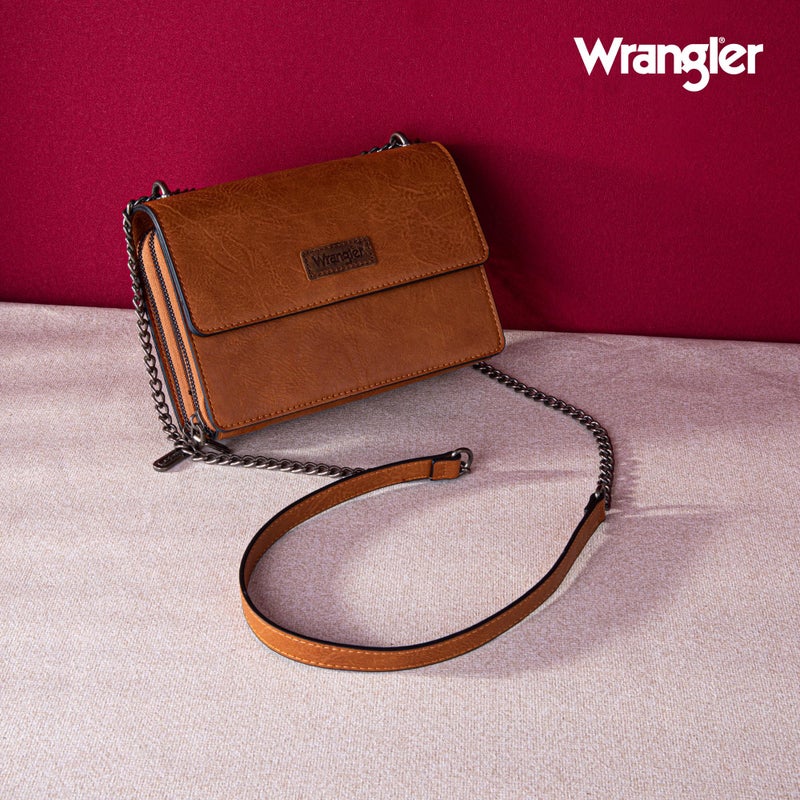 Wrangler CrossBody Purse for Women Western Small Clutch Wallet Trendy Shoulder Bag with Chain Strap Gift Brown WG149-236LBR - Image 2