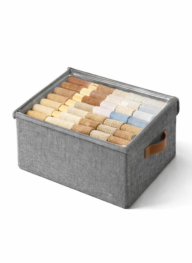 J.V Enterprise 26 Litre Storage Box with Lid | Foldable Fabric Storage Organizer with Reinforced Steel Frame | Clothes Storage Bin for Jeans, Sweaters, Towels & Bedding - Image 1