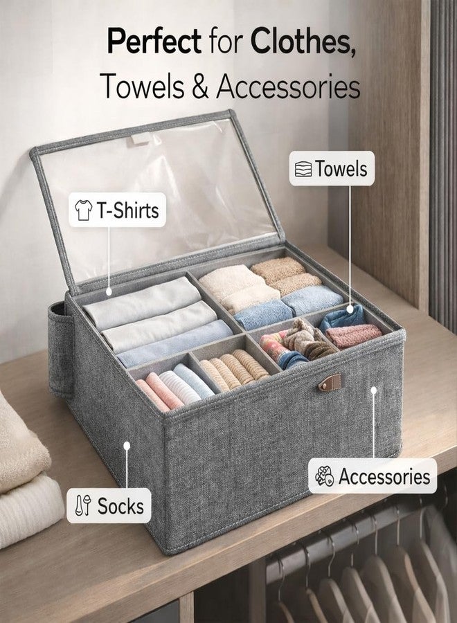 J.V Enterprise 26 Litre Storage Box with Lid | Foldable Fabric Storage Organizer with Reinforced Steel Frame | Clothes Storage Bin for Jeans, Sweaters, Towels & Bedding - Image 5