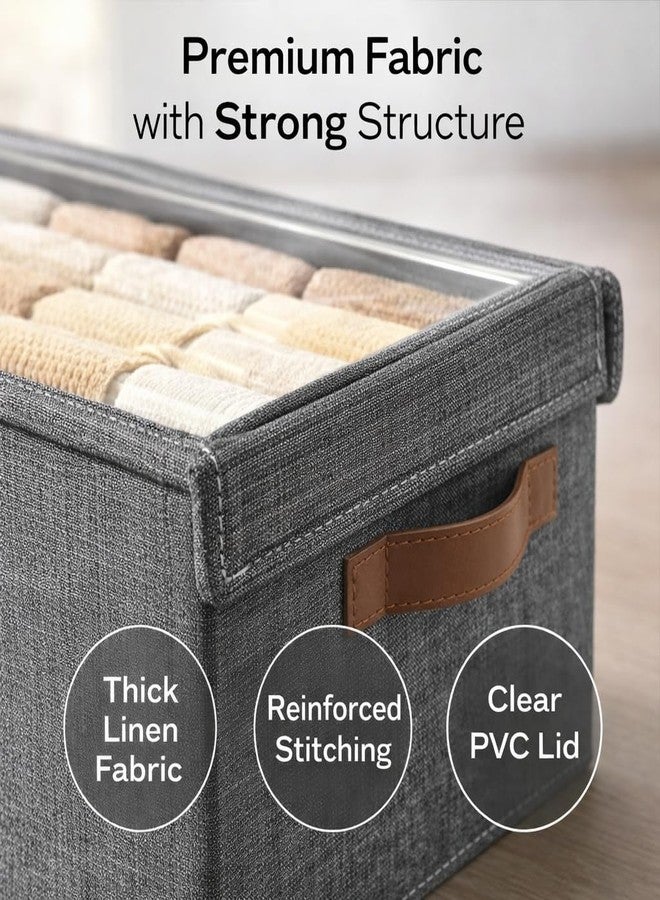 J.V Enterprise 26 Litre Storage Box with Lid | Foldable Fabric Storage Organizer with Reinforced Steel Frame | Clothes Storage Bin for Jeans, Sweaters, Towels & Bedding - Image 3