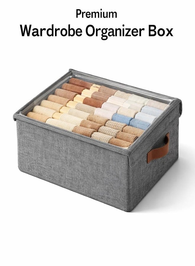 J.V Enterprise 26 Litre Storage Box with Lid | Foldable Fabric Storage Organizer with Reinforced Steel Frame | Clothes Storage Bin for Jeans, Sweaters, Towels & Bedding - Image 2