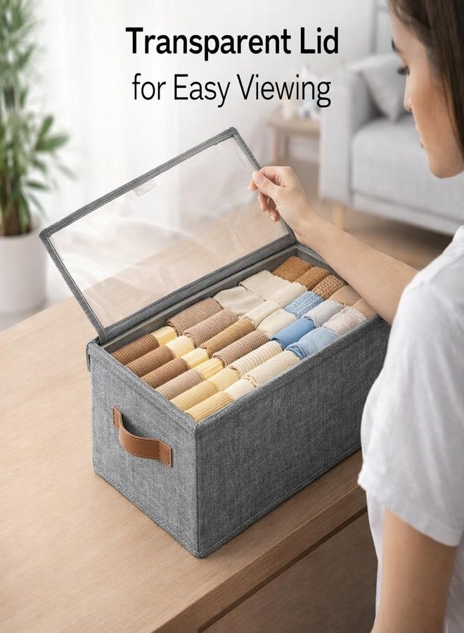 J.V Enterprise 26 Litre Storage Box with Lid | Foldable Fabric Storage Organizer with Reinforced Steel Frame | Clothes Storage Bin for Jeans, Sweaters, Towels & Bedding - Image 4