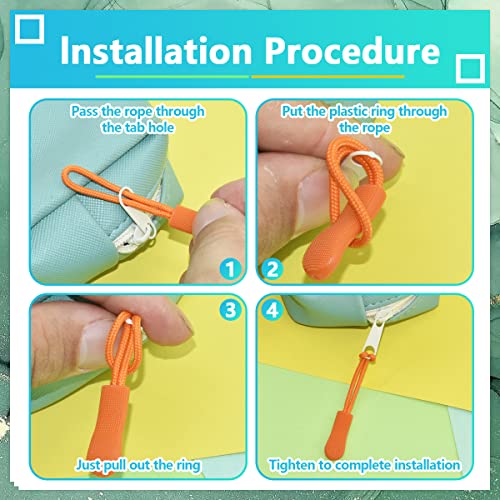 BDS-HOME 120Pcs 12 Color Colorful Zipper Pulls Nylon Cord Zipper Tag Extension Pulls Fixer Cord Tag Replacement for Clothes Luggage Backpacks Jackets Handbag Tents - Image 4