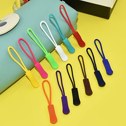 BDS-HOME 120Pcs 12 Color Colorful Zipper Pulls Nylon Cord Zipper Tag Extension Pulls Fixer Cord Tag Replacement for Clothes Luggage Backpacks Jackets Handbag Tents - Image 5